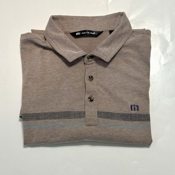Travis Mathew Polo Shirt Mens Large Brown Golf Performance Lightweight Pima - Picture 8 of 9